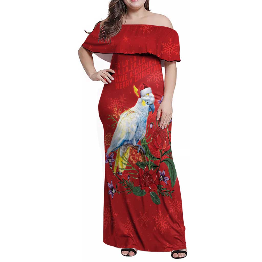 Merry Cocka-mas Family Matching Off Shoulder Maxi Dress and Hawaiian Shirt Australia Christmas Red Art - Aussie Hoodie