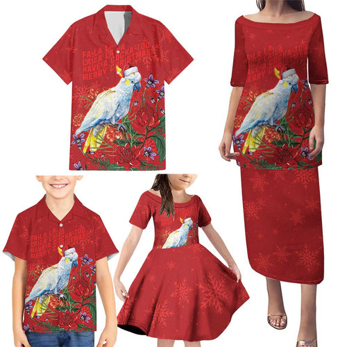 Merry Cocka-mas Family Matching Puletasi and Hawaiian Shirt Australia Christmas Red Art - Aussie Hoodie