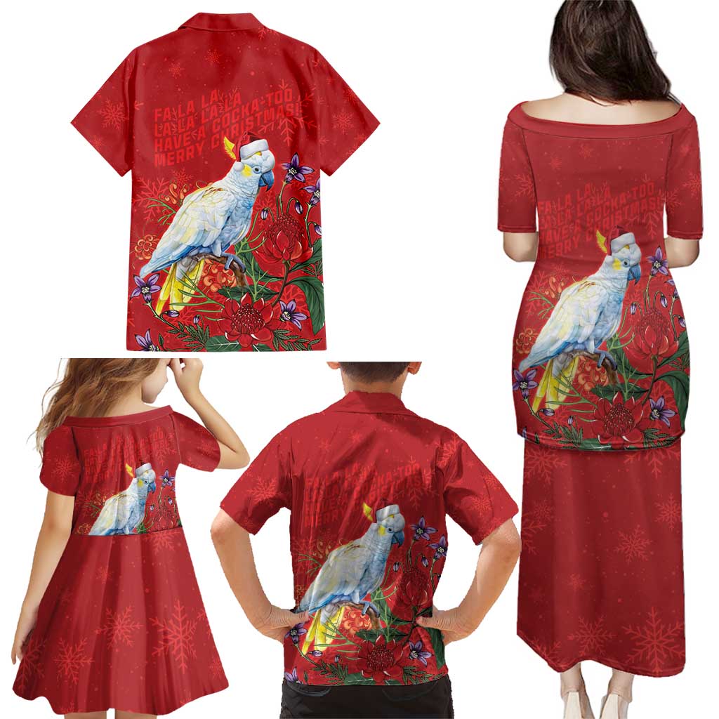 Merry Cocka-mas Family Matching Puletasi and Hawaiian Shirt Australia Christmas Red Art - Aussie Hoodie