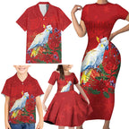 Merry Cocka-mas Family Matching Short Sleeve Bodycon Dress and Hawaiian Shirt Australia Christmas Red Art - Aussie Hoodie