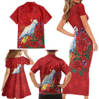 Merry Cocka-mas Family Matching Short Sleeve Bodycon Dress and Hawaiian Shirt Australia Christmas Red Art - Aussie Hoodie
