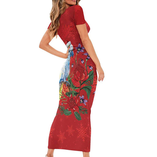 Merry Cocka-mas Family Matching Short Sleeve Bodycon Dress and Hawaiian Shirt Australia Christmas Red Art - Aussie Hoodie