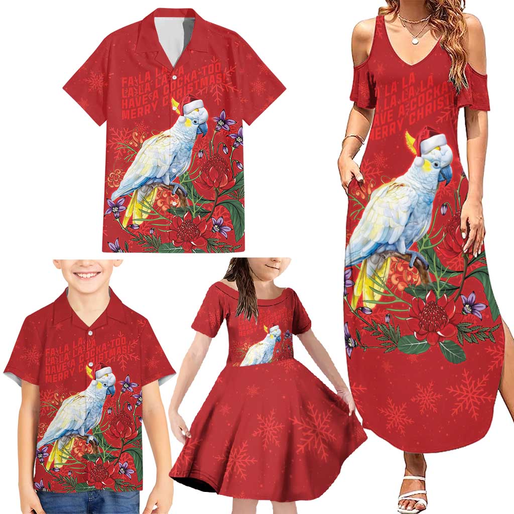Merry Cocka-mas Family Matching Summer Maxi Dress and Hawaiian Shirt Australia Christmas Red Art - Aussie Hoodie