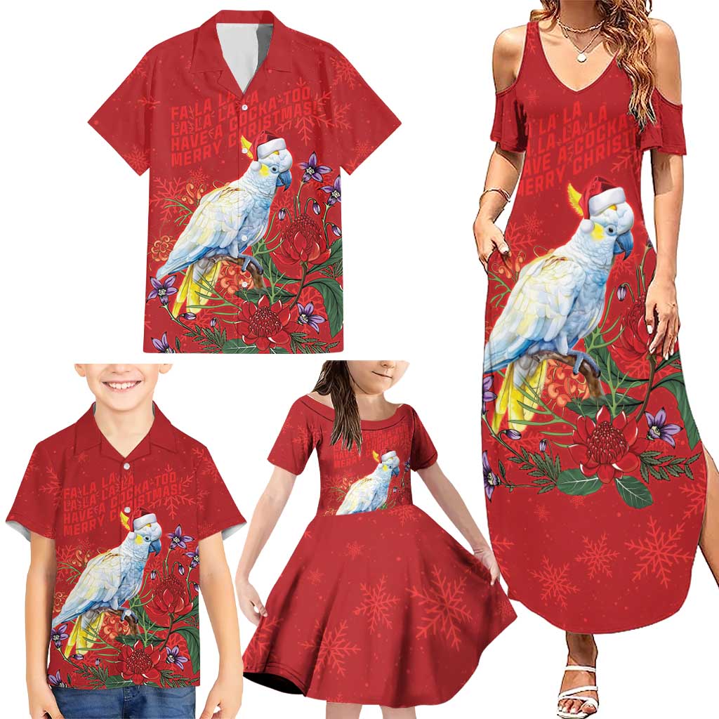 Merry Cocka-mas Family Matching Summer Maxi Dress and Hawaiian Shirt Australia Christmas Red Art - Aussie Hoodie