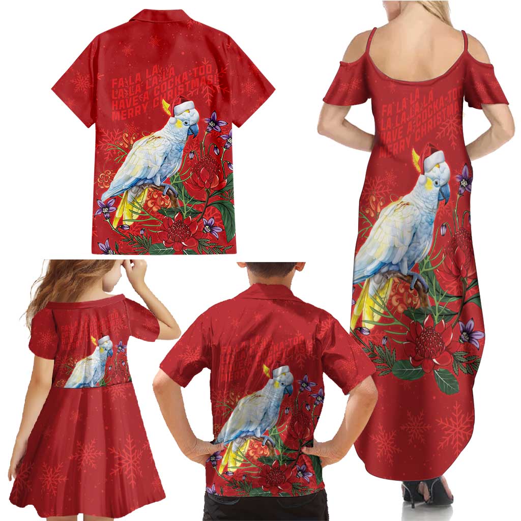 Merry Cocka-mas Family Matching Summer Maxi Dress and Hawaiian Shirt Australia Christmas Red Art - Aussie Hoodie