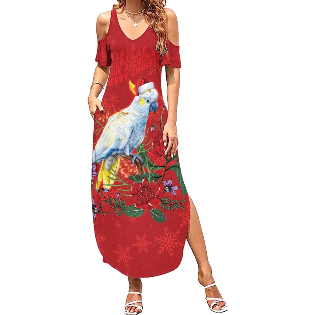Merry Cocka-mas Family Matching Summer Maxi Dress and Hawaiian Shirt Australia Christmas Red Art - Aussie Hoodie