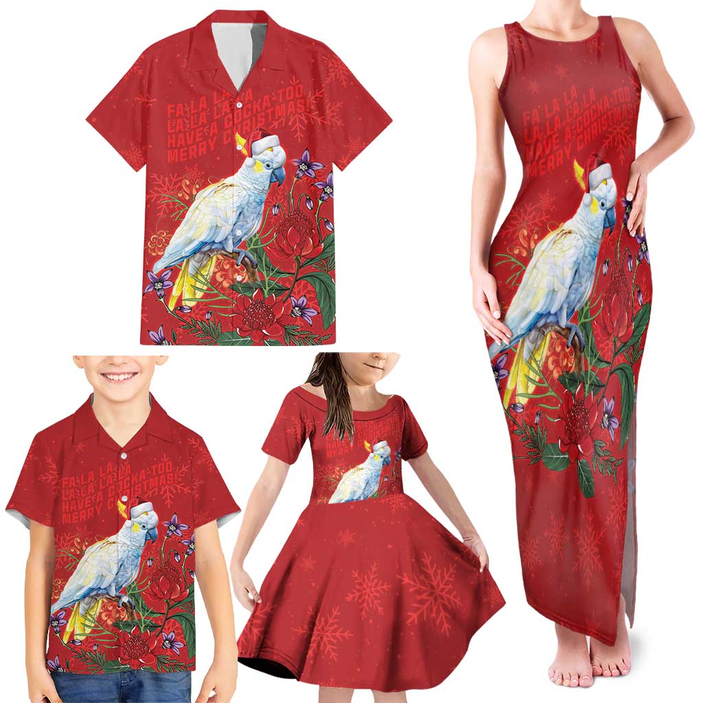 Merry Cocka-mas Family Matching Tank Maxi Dress and Hawaiian Shirt Australia Christmas Red Art - Aussie Hoodie