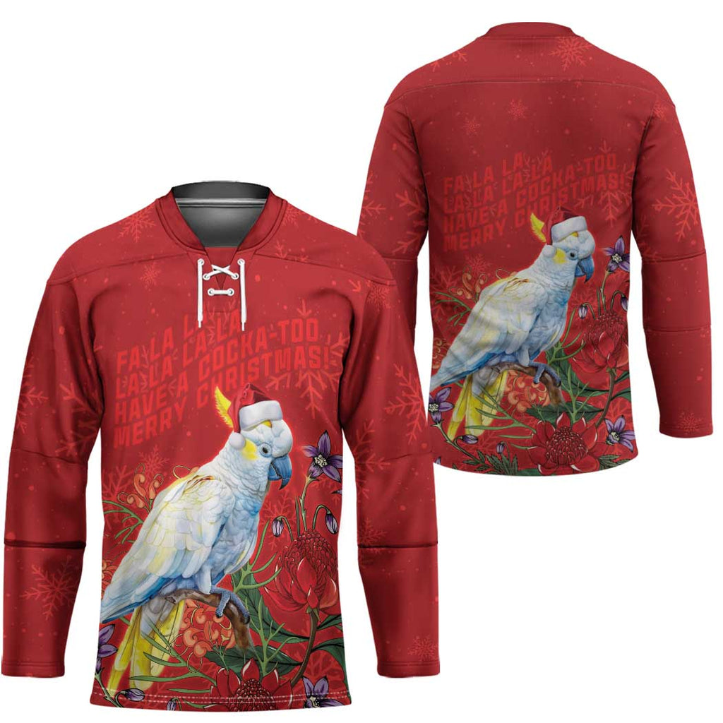 Merry Cocka-mas Hockey Jersey Australia Christmas Red Art - Aussie Hoodie