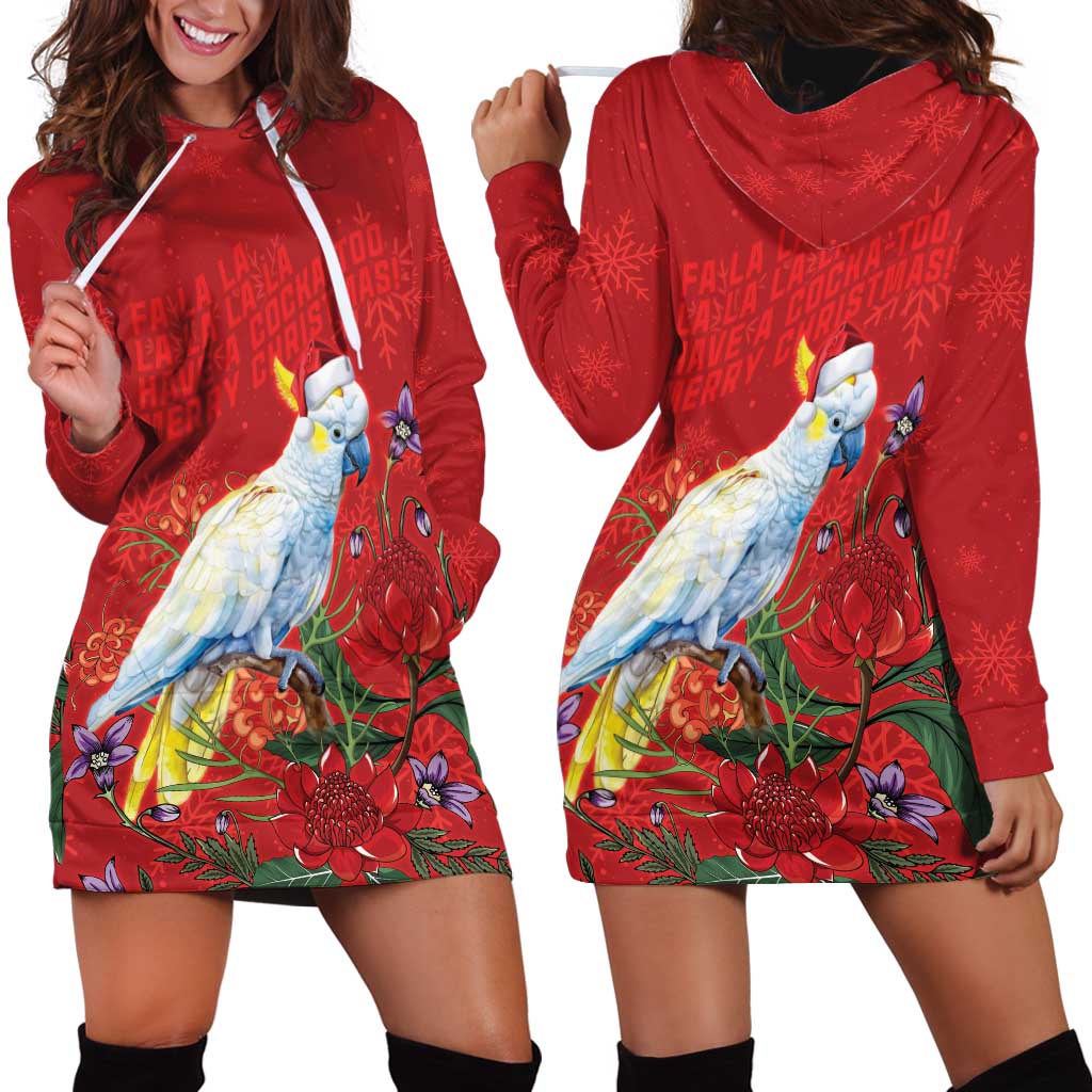Merry Cocka-mas Hoodie Dress Australia Christmas Red Art - Aussie Hoodie
