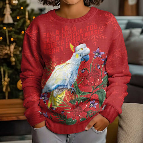 Merry Cocka-mas Kid Ugly Christmas Sweater Australia Christmas Red Art - Aussie Hoodie