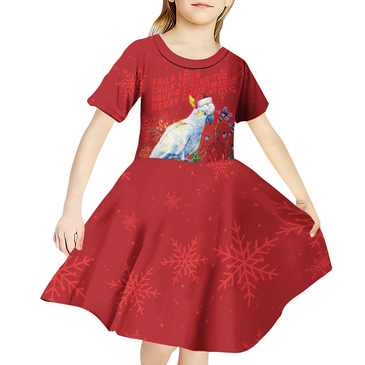 Merry Cocka-mas Kid Short Sleeve Dress Australia Christmas Red Art - Aussie Hoodie