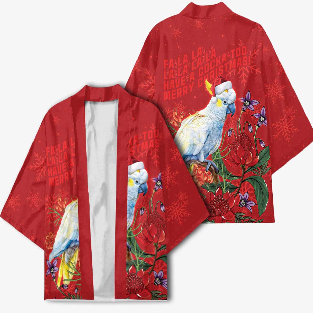 Merry Cocka-mas Kimono Australia Christmas Red Art - Aussie Hoodie