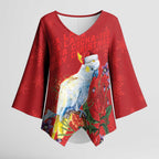 Merry Cocka-mas Kimono Sleeve Blouse Australia Christmas Red Art - Aussie Hoodie