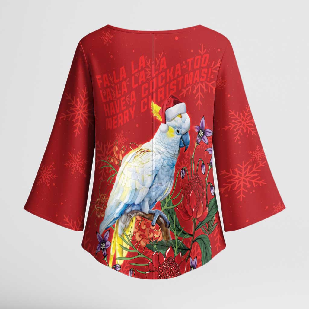 Merry Cocka-mas Kimono Sleeve Blouse Australia Christmas Red Art - Aussie Hoodie