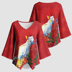 Merry Cocka-mas Kimono Sleeve Blouse Australia Christmas Red Art - Aussie Hoodie