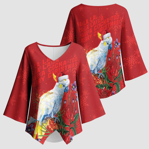 Merry Cocka-mas Kimono Sleeve Blouse Australia Christmas Red Art - Aussie Hoodie
