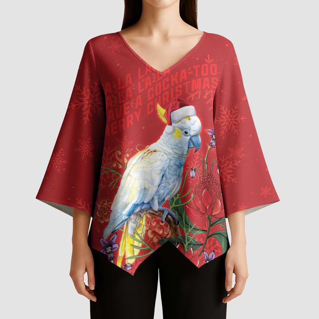Merry Cocka-mas Kimono Sleeve Blouse Australia Christmas Red Art - Aussie Hoodie