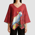 Merry Cocka-mas Kimono Sleeve Blouse Australia Christmas Red Art - Aussie Hoodie
