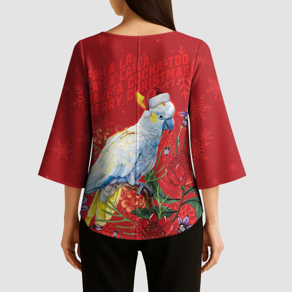 Merry Cocka-mas Kimono Sleeve Blouse Australia Christmas Red Art - Aussie Hoodie