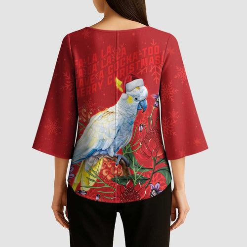 Merry Cocka-mas Kimono Sleeve Blouse Australia Christmas Red Art - Aussie Hoodie