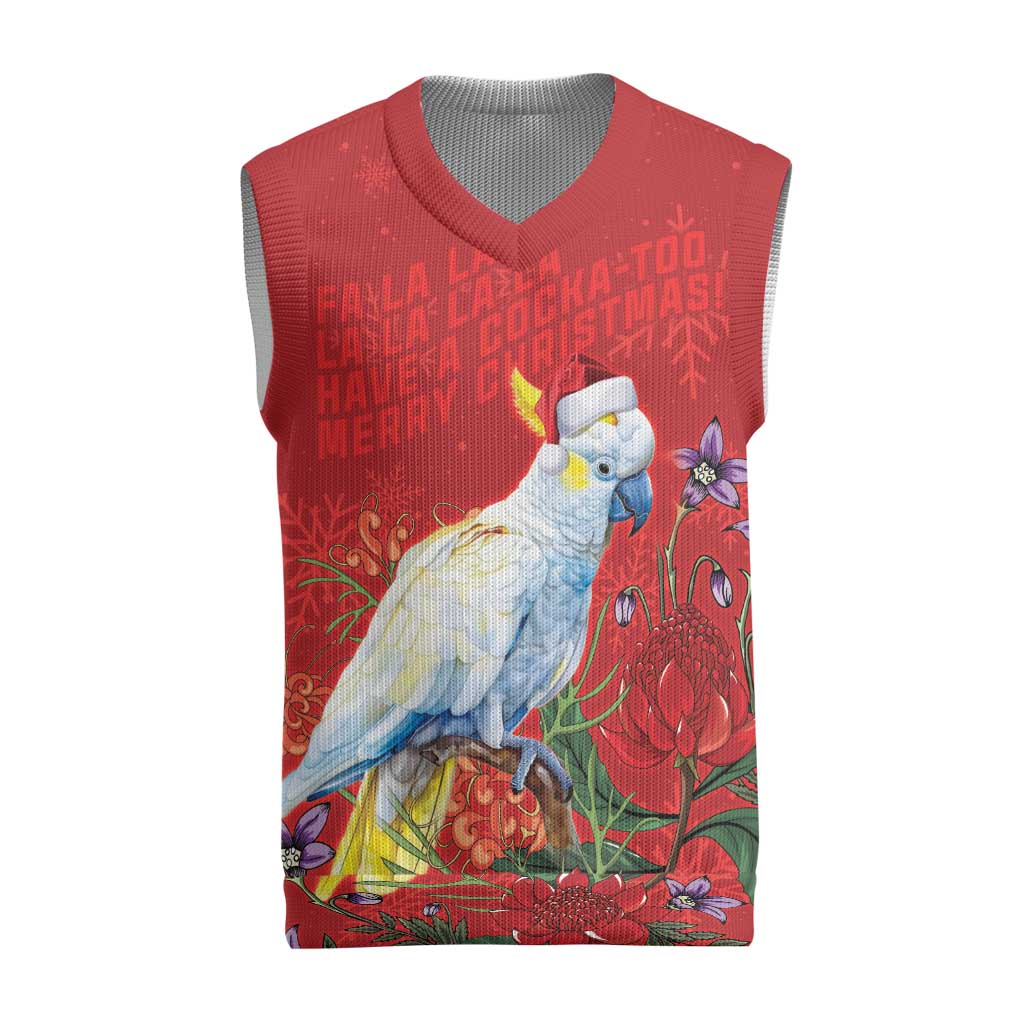 Merry Cocka-mas Christmas Knitted V-Neck Vest Australia Christmas Red Art - Aussie Hoodie