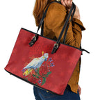 Merry Cocka-mas Leather Tote Bag Australia Christmas Red Art - Aussie Hoodie