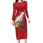 Merry Cocka-mas Long Sleeve Bodycon Dress Australia Christmas Red Art - Aussie Hoodie