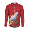 Merry Cocka-mas Long Sleeve Button Shirt Australia Christmas Red Art - Aussie Hoodie