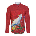 Merry Cocka-mas Long Sleeve Button Shirt Australia Christmas Red Art - Aussie Hoodie
