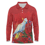 Merry Cocka-mas Long Sleeve Polo Shirt Australia Christmas Red Art - Aussie Hoodie