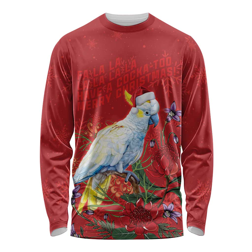 Merry Cocka-mas Long Sleeve Shirt Australia Christmas Red Art - Aussie Hoodie