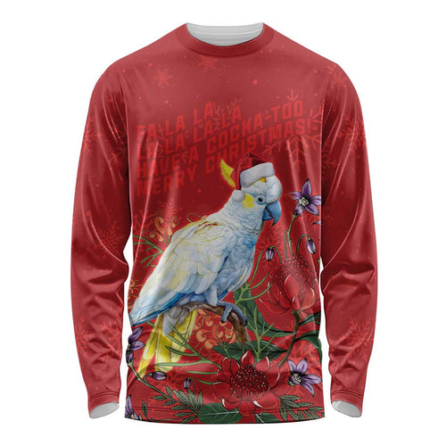 Merry Cocka-mas Long Sleeve Shirt Australia Christmas Red Art - Aussie Hoodie