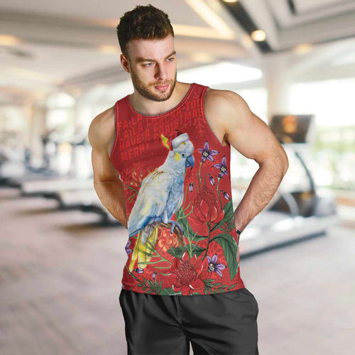 Merry Cocka-mas Men Tank Top Australia Christmas Red Art - Aussie Hoodie