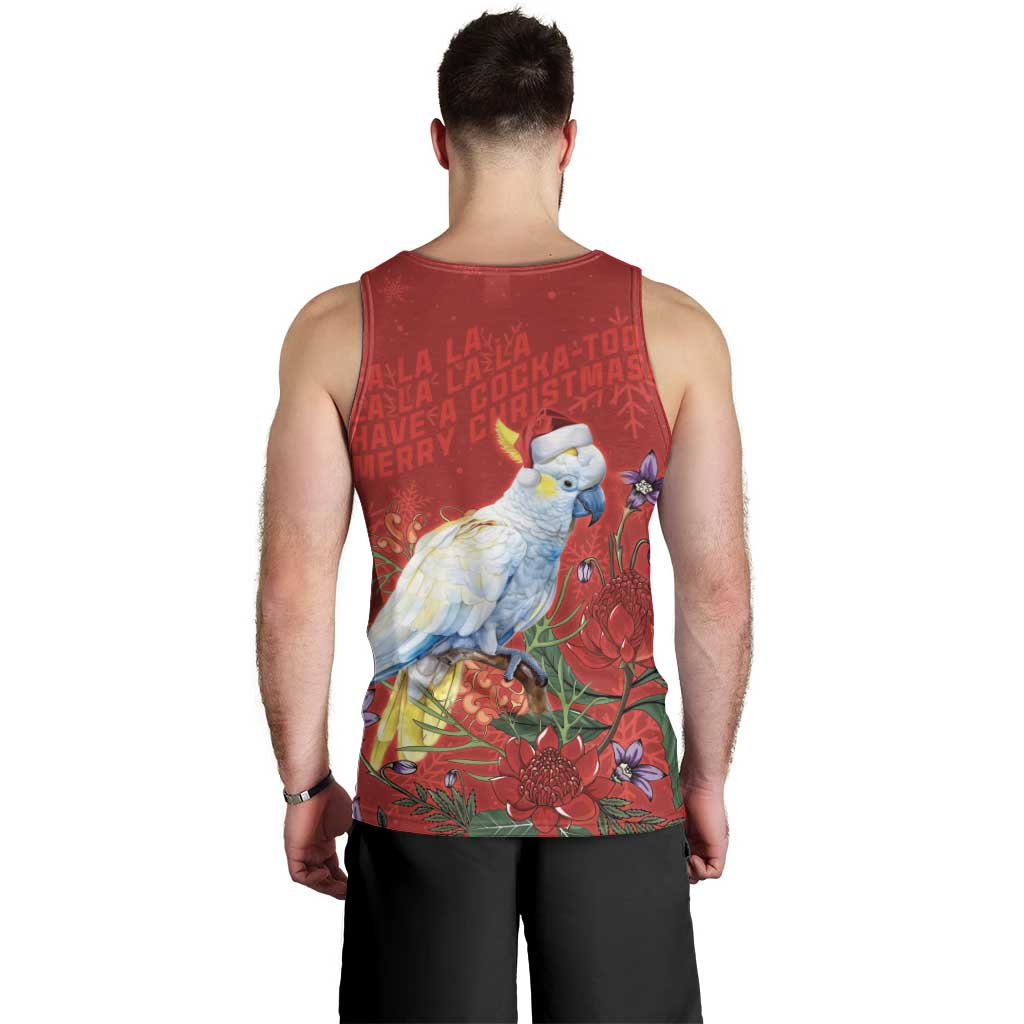 Merry Cocka-mas Men Tank Top Australia Christmas Red Art - Aussie Hoodie