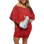 Merry Cocka-mas Off Shoulder Short Dress Australia Christmas Red Art - Aussie Hoodie