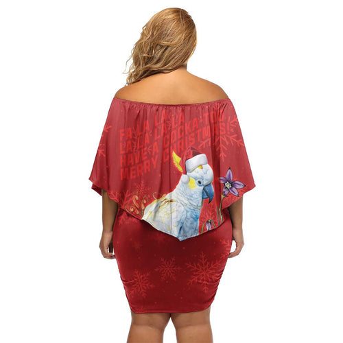 Merry Cocka-mas Off Shoulder Short Dress Australia Christmas Red Art - Aussie Hoodie