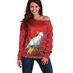Merry Cocka-mas Off Shoulder Sweater Australia Christmas Red Art - Aussie Hoodie