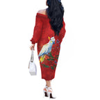 Merry Cocka-mas Off The Shoulder Long Sleeve Dress Australia Christmas Red Art - Aussie Hoodie