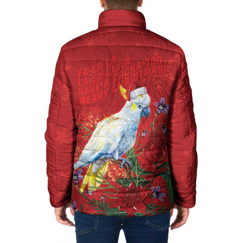 Merry Cocka-mas Padded Jacket Australia Christmas Red Art - Aussie Hoodie