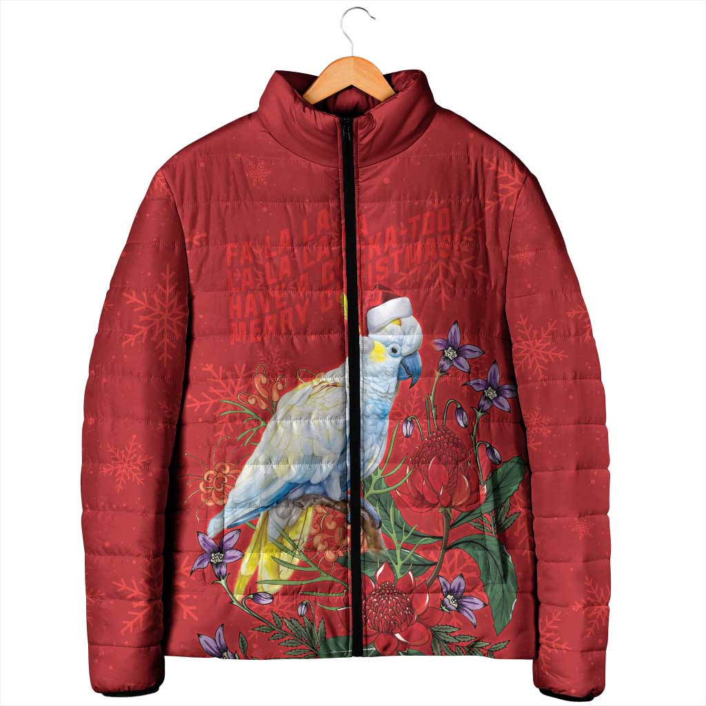 Merry Cocka-mas Padded Jacket Australia Christmas Red Art - Aussie Hoodie