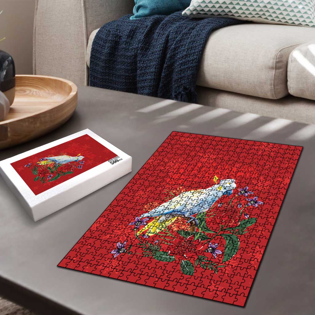 Merry Cocka-mas Puzzle Australia Christmas Red Art - Aussie Hoodie