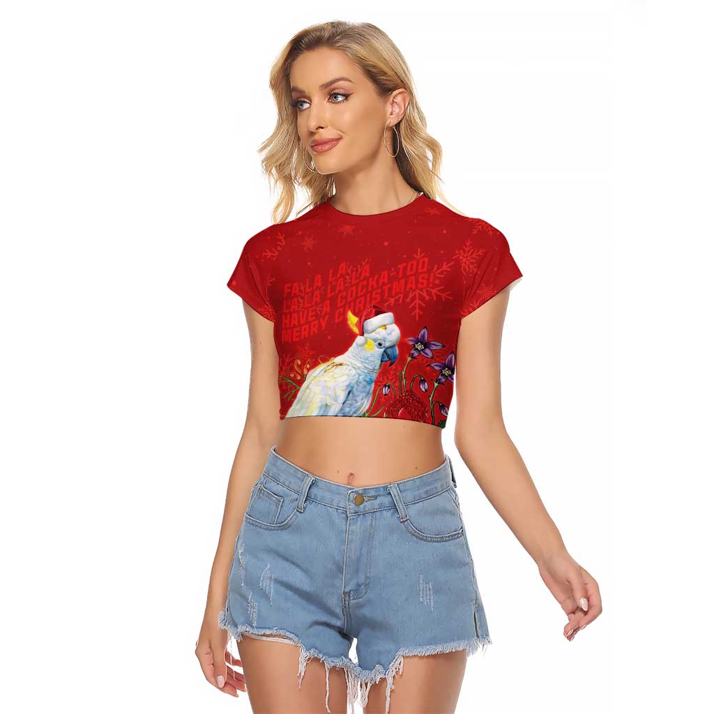 Merry Cocka-mas Raglan Cropped T Shirt Australia Christmas Red Art - Aussie Hoodie