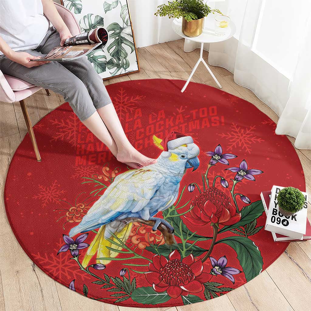 Merry Cocka-mas Round Carpet Australia Christmas Red Art - Aussie Hoodie