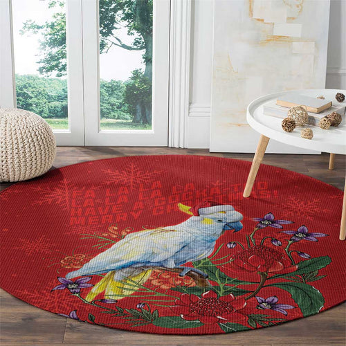 Merry Cocka-mas Round Carpet Australia Christmas Red Art - Aussie Hoodie