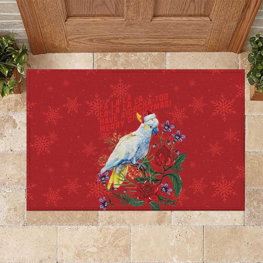 Merry Cocka-mas Rubber Doormat Australia Christmas Red Art - Aussie Hoodie