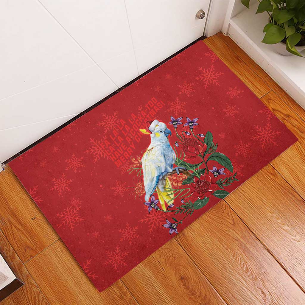 Merry Cocka-mas Rubber Doormat Australia Christmas Red Art - Aussie Hoodie