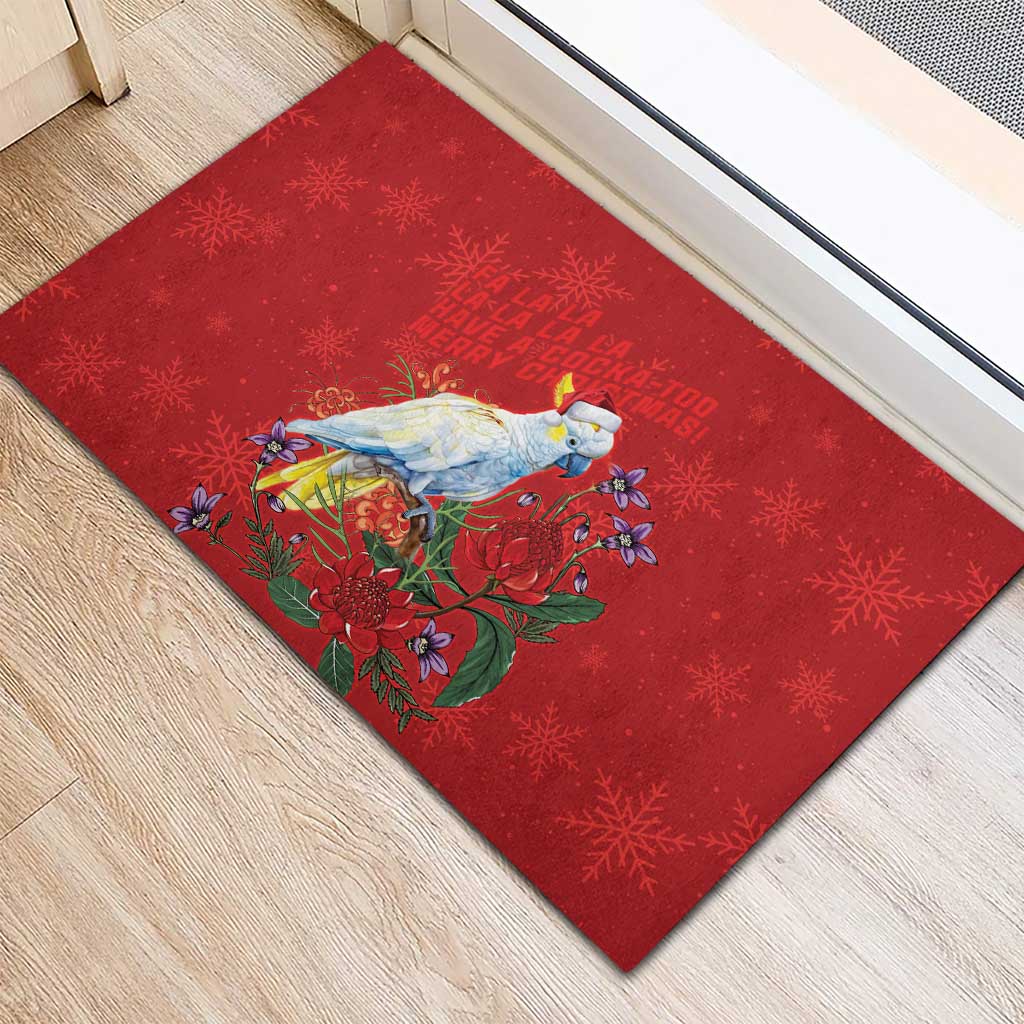 Merry Cocka-mas Rubber Doormat Australia Christmas Red Art - Aussie Hoodie