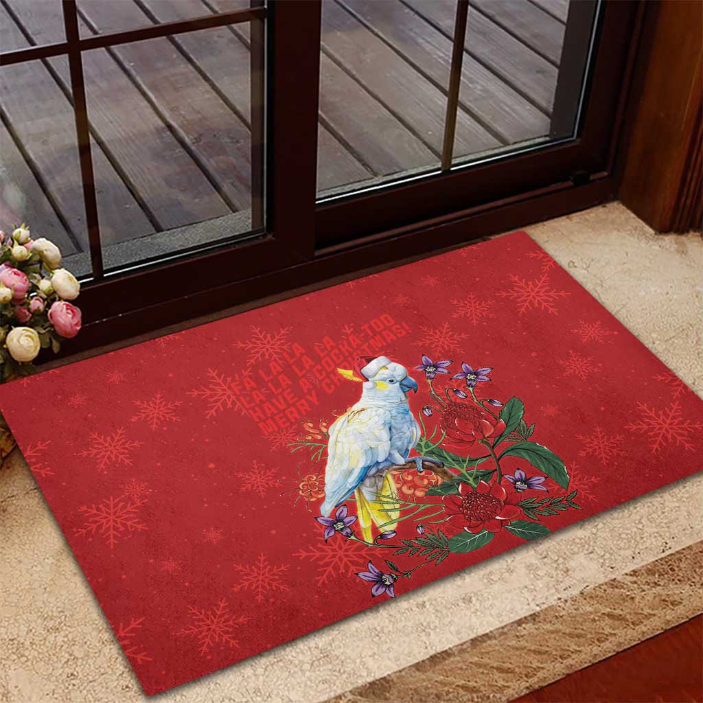 Merry Cocka-mas Rubber Doormat Australia Christmas Red Art - Aussie Hoodie