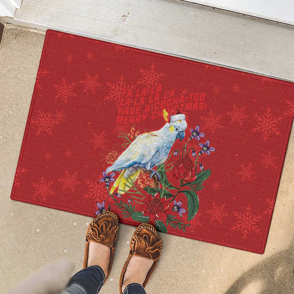 Merry Cocka-mas Rubber Doormat Australia Christmas Red Art - Aussie Hoodie