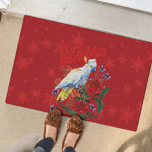 Merry Cocka-mas Rubber Doormat Australia Christmas Red Art - Aussie Hoodie